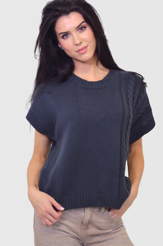 Cable Sweater Vest in Deep NavyClothingChayse Clothing