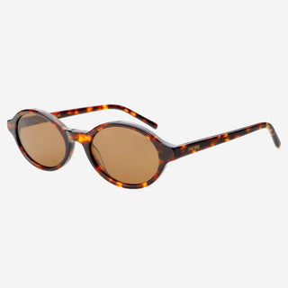 Zoe Acetate Round Women’s Sunglasses in Tortoise Brown