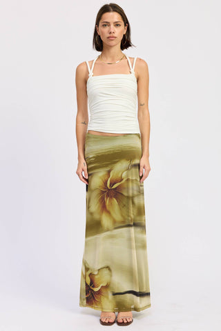 Sienna Ruched Rope-Tie Halter Top in Ivory