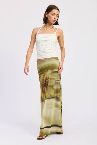 Sienna Ruched Rope-Tie Halter Top in Ivory