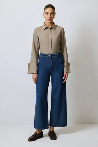 Collared Long Sleeve Button Cuff Bodysuit ShirtClothingChayse Clothing