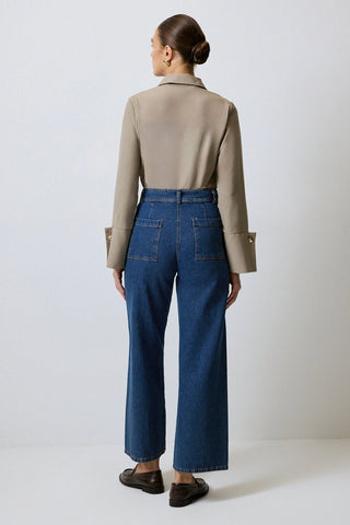 Collared Long Sleeve Button Cuff Bodysuit ShirtClothingChayse Clothing