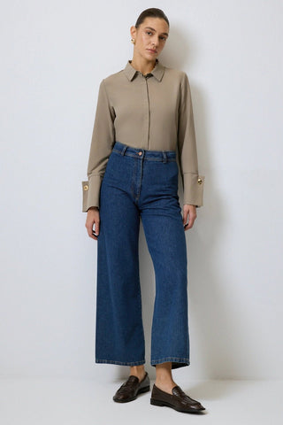 Collared Long Sleeve Button Cuff Bodysuit ShirtClothingChayse Clothing