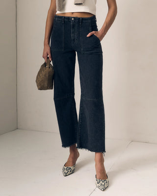 LE JEAN Utility Soft Barrel Jeans in Fade to Black