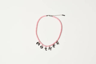 Mother Bubble Cord Necklace - Light Pink/Silver