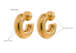 Puffy Gold Hoop Earring