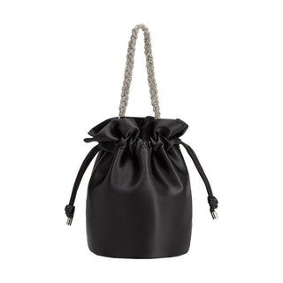 Jeane Satin Top Handle Bag in Black