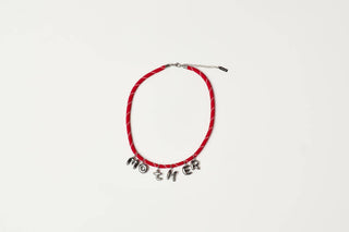 Mother Bubble Cord Necklace - Red/Silver