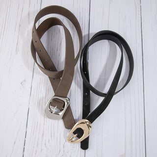 Vegan Suede Rounded Buckle Belts