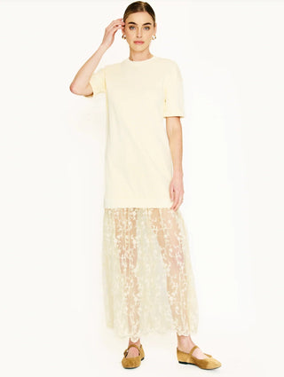 Esryn Mixed Media Dress in Light YellowDressLine + Dot