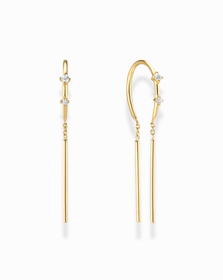 Mila Threader Huggie Earrings in Gold