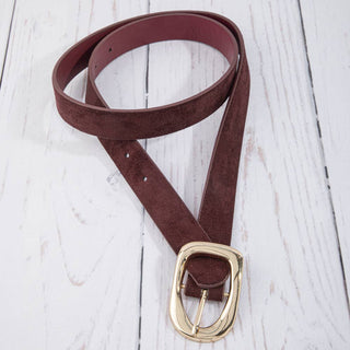 Rounded Square Buckle Vegan Leather Belt
