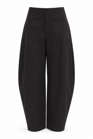 Black Mid-Rise Barrel Leg Pants