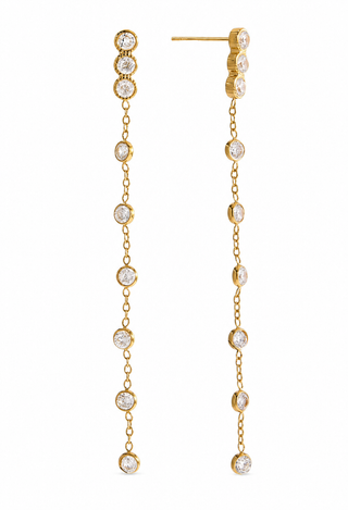 Celeste CZ Linear Drop Earrings in 14K Gold PVD