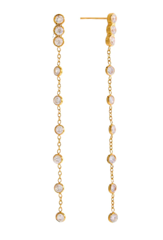 Celeste CZ Linear Drop Earrings in 14K Gold PVD