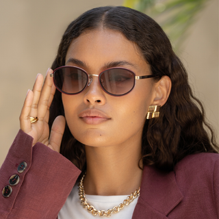 Jordan Acetate Oval Sunglasses in Burgundy