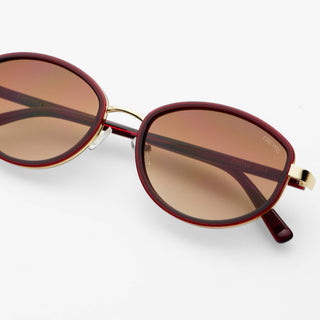 Jordan Acetate Oval Sunglasses in Burgundy