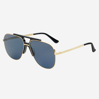Logan Acetate Unisex Aviator Sunglasses in Black & Grey