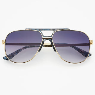 Logan Acetate Aviator Unisex Sunglasses in Light Gold & Gray