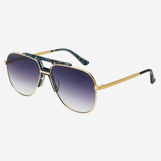Logan Acetate Aviator Unisex Sunglasses in Light Gold & Gray