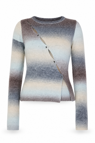 OWNLEY Alegra Asymmetrical Cardigan in Cocoa Gradient