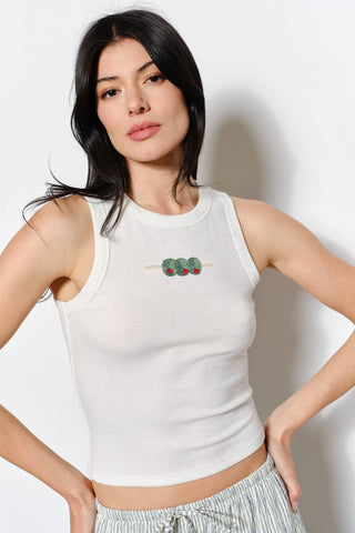Olive Beaded Ribbed Tank