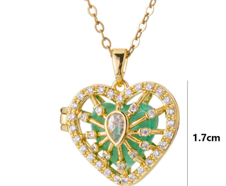 Open Your Heart Gemstone Locket Heart Necklace in Amazonite