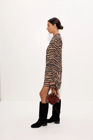 SIMON MILLER Marion Chiffon Mini Dress in Tiger Stripe