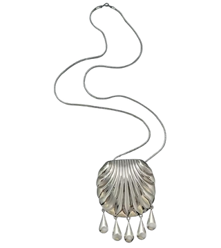 Silver Shell Fringe Pendant Necklace