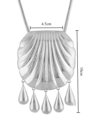 Silver Shell Fringe Pendant Necklace