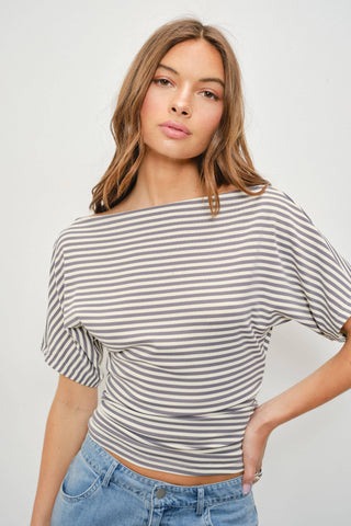 Sloane Striped One-Shoulder Knit Top