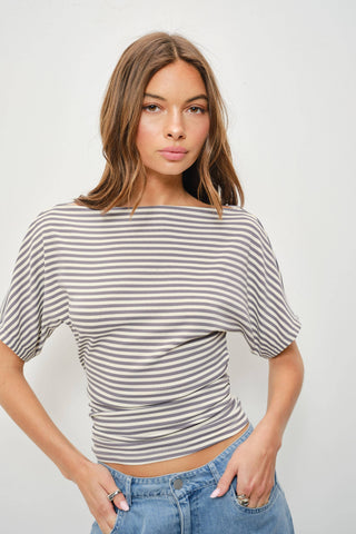 Sloane Striped One-Shoulder Knit Top