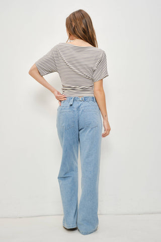 Sloane Striped One-Shoulder Knit Top