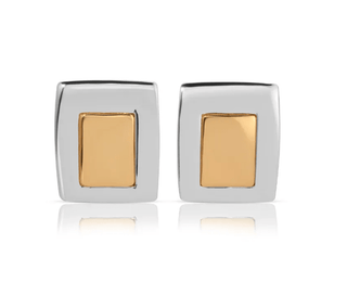 Framed Two Tone Rectangle Stud EarringsAccessoriesChayse Clothing