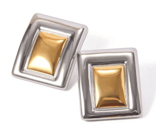 Framed Two Tone Rectangle Stud EarringsAccessoriesChayse Clothing