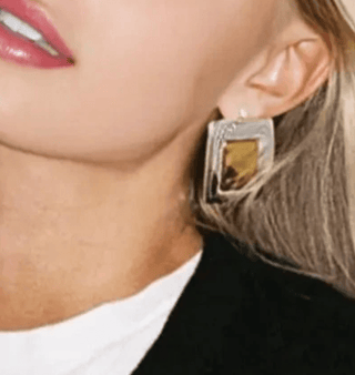 Framed Two Tone Rectangle Stud EarringsAccessoriesChayse Clothing