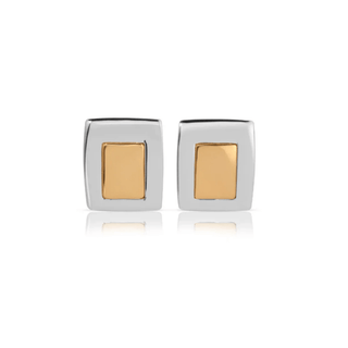 Framed Two Tone Rectangle Stud EarringsAccessoriesChayse Clothing