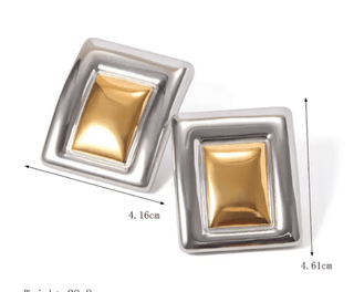 Framed Two Tone Rectangle Stud EarringsAccessoriesChayse Clothing