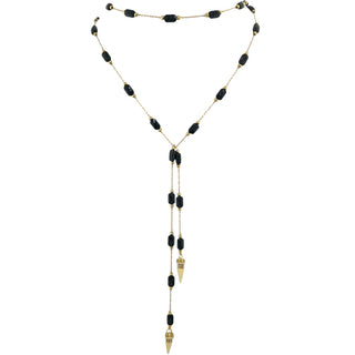 Gina Carmen Raquel Long Drop Necklace in Gold & BlackAccessoriesGina Carmen