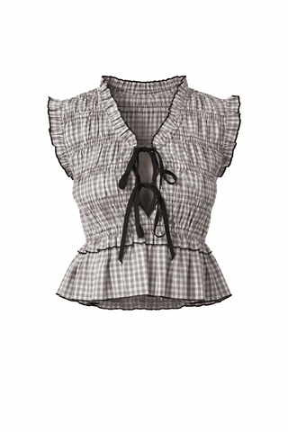 Gingham Lace Up Smocked TopClothingChayse Clothing