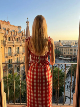 Gingham Sweetheart Top and Midi Skirt SetClothingChayse Clothing