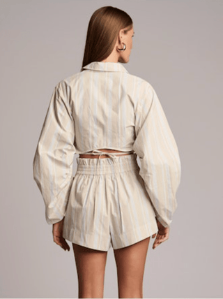 HEVRON Mira Short in Beige StripeBottomsHEVRON