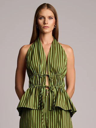 HEVRON Remi Shorts in Green StripeBottomsHEVRON