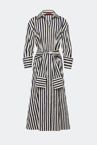 Inna Poplin Maxi Dress in Black and White StripeDressSIMONMILLER