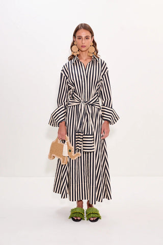 Inna Poplin Maxi Dress in Black and White StripeDressSIMONMILLER