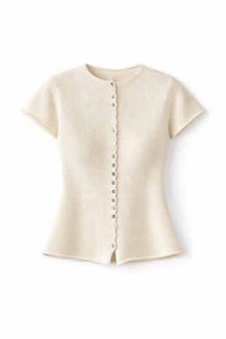 Ivory Lightweight Cotton Knit Button Up TopTopChayse Clothing