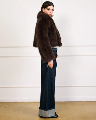 Jax Faux Fur Jacket in Dark BrownOuterwearLine + Dot