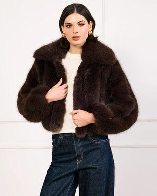 Jax Faux Fur Jacket in Dark BrownOuterwearLine + Dot