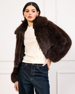 Jax Faux Fur Jacket in Dark BrownOuterwearLine + Dot