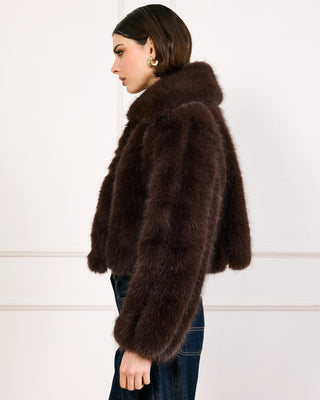Jax Faux Fur Jacket in Dark BrownOuterwearLine + Dot